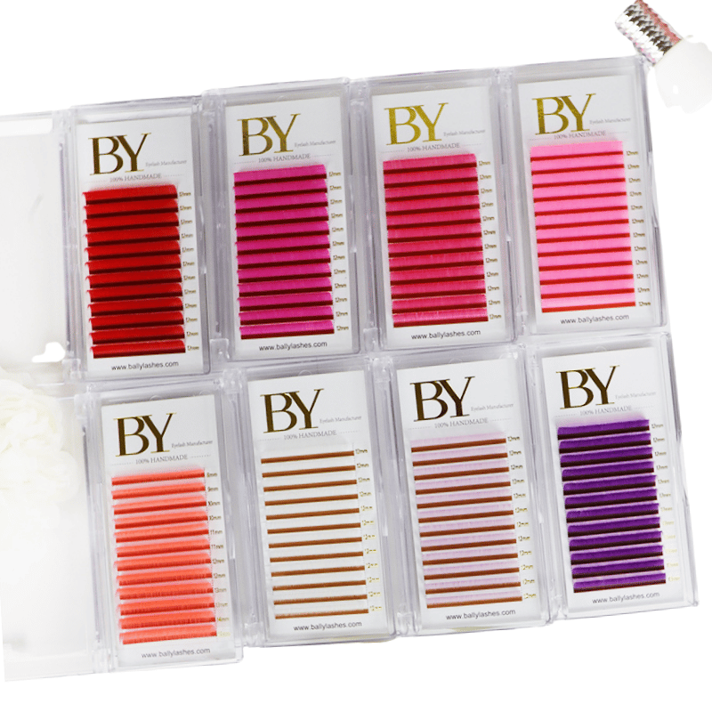BY Wholesale Cashmere/silk/mink 0.05/0.07mm color lash extensions Silk/ Faux Mink